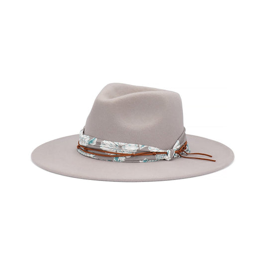Briar Women's Australian Wool Felt Wide Brim Fedora Hat with Floral Band - Urban Caps