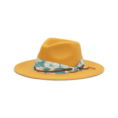Briar Women's Australian Wool Felt Wide Brim Fedora Hat with Floral Band - Urban Caps