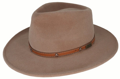 Bruno Fur Felt Western Hat with Teardrop Crown and Leather Band - Urban Caps