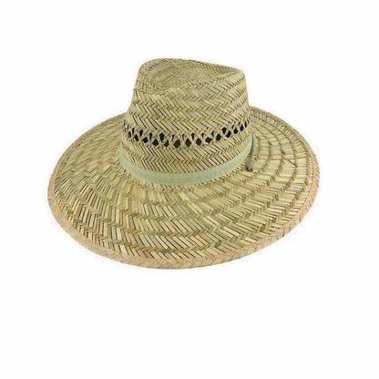 Bryce Wide Brim Harvester Hat with Cotton Green Underbrim and Chin Tie - Urban Caps