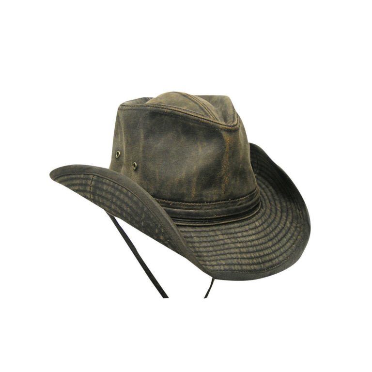 Buckaroo Weathered Cotton Outback Hat with Chin Tie and Shapeable Brim - Urban Caps