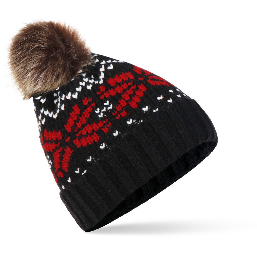 New Big Snowflake Christmas Woolen Hat Warm Hood Knitted Hat - Urban Caps 