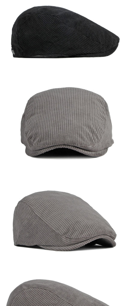 Kids Corduroy Retro Beret – Adjustable Flat Top Cap - Urban Caps 