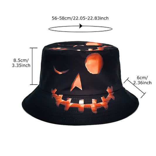Halloween Hats Creative Cartoon Pumpkin Grimace Printed Sun-shade Fisherman Hat - Urban Caps 