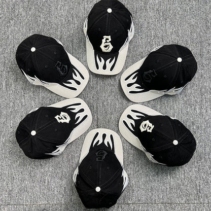 Hip Hop High Street Flame Baseball Hat - Urban Caps 