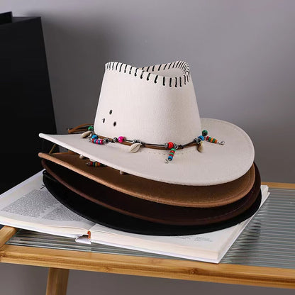 Western Cowboy Hat Men's And Women's Gem Chain Fedora Hat - Urban Caps 