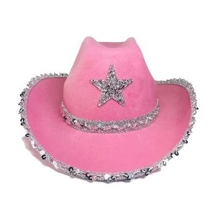 Party Black Bilateral Sequined Cowboy Hat - Urban Caps 