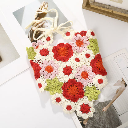 Girl Checker Crochet Triangle Scarf Headband Knitted Flower - Urban Caps 