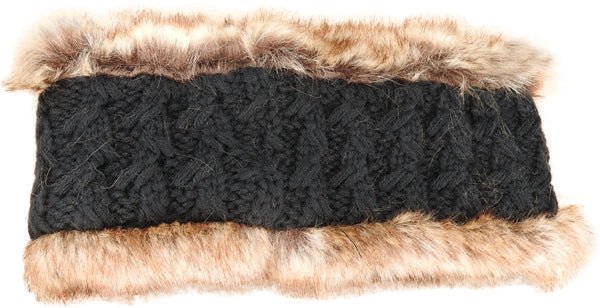 Cable Knit Acrylic Headband with Faux Fur Lining - Urban Caps