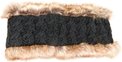 Cable Knit Acrylic Headband with Faux Fur Lining - Urban Caps