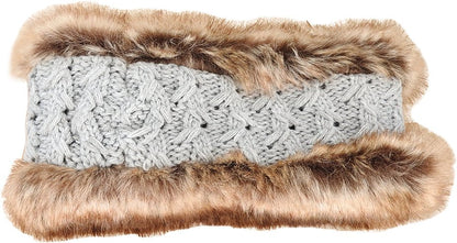 Cable Knit Acrylic Headband with Faux Fur Lining - Urban Caps
