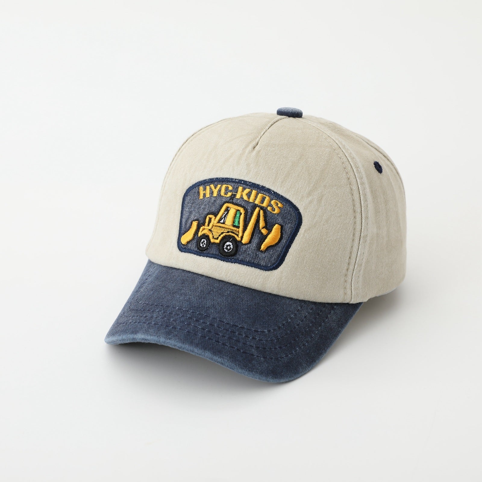 Cartoon Excavator Kids Cap – Washed Cotton Baseball Hat - Urban Caps