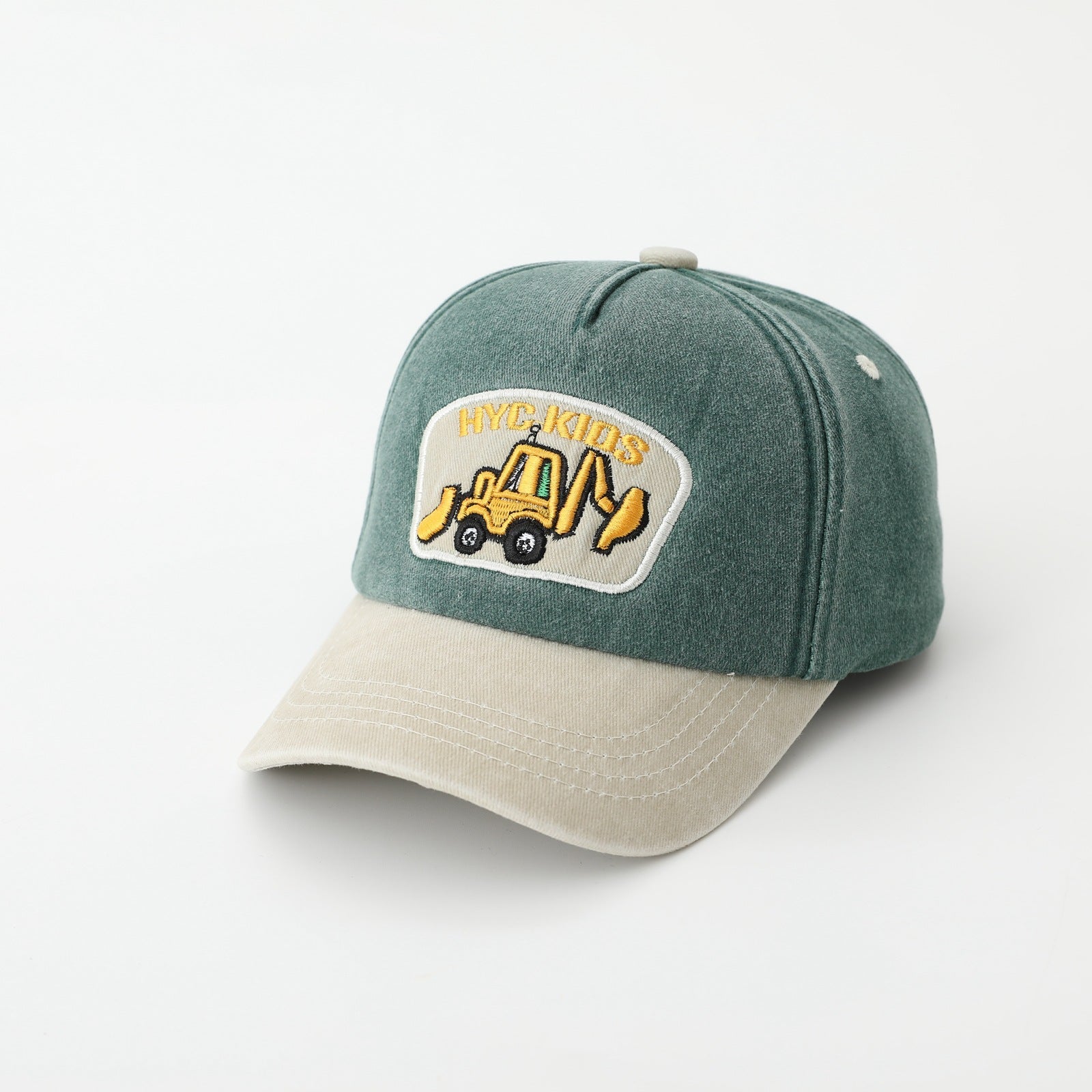 Cartoon Excavator Kids Cap – Washed Cotton Baseball Hat - Urban Caps