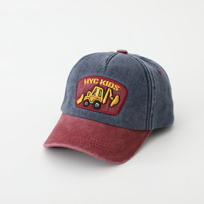 Cartoon Excavator Kids Cap – Washed Cotton Baseball Hat - Urban Caps