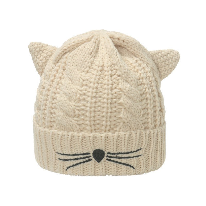 Cat Ear Beanie – Thick Velvet - Padded Knit Hat with Cute Face Detail - Urban Caps