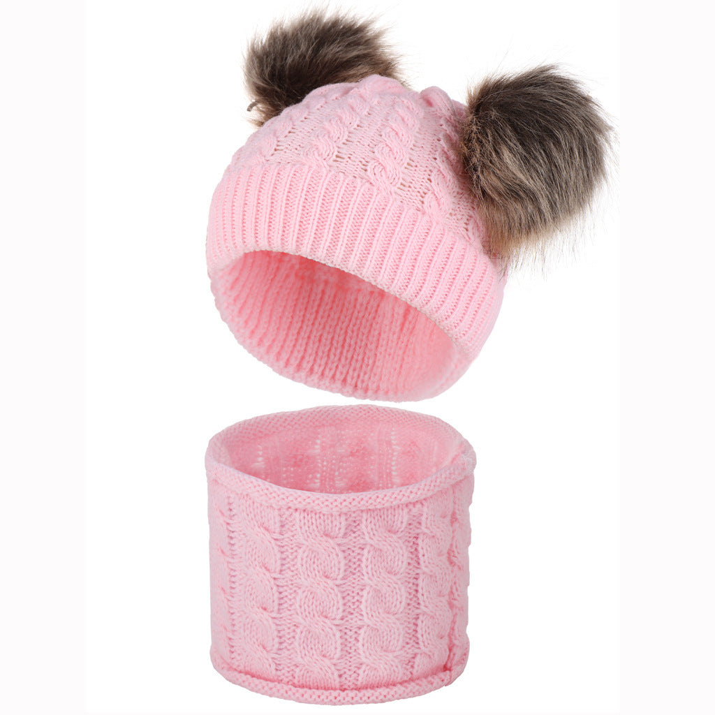 Baby Double Ball Woolen Hat Scarf Set - Urban Caps 