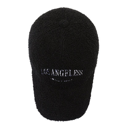 Lamb Wool Hat Autumn And Winter Letter Embroidered Peaked Cap - Urban Caps 