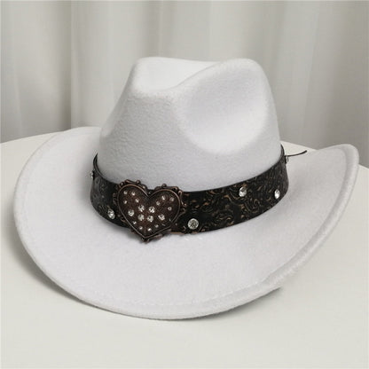 Women's Western Cowboy Hat Love Decorative Chain Top Hat - Urban Caps 