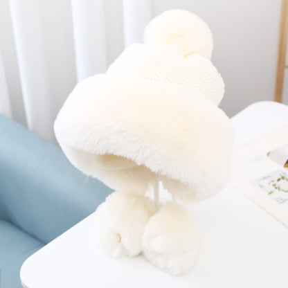 Women's Warm And Velvet Ear Protection Knitted Cold-proof Woolen Cute Princess Hat - Urban Caps 