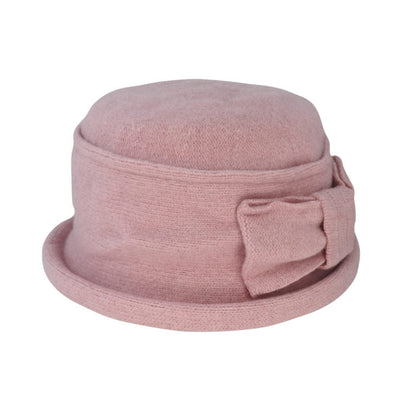 Charlotte Women’s Boiled Wool Pull - On Hat with Bow and Hooped Brim - Urban Caps