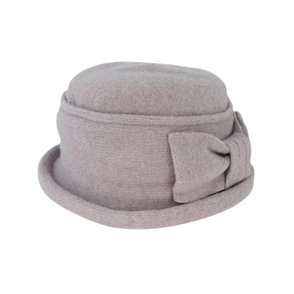Charlotte Women’s Boiled Wool Pull - On Hat with Bow and Hooped Brim - Urban Caps