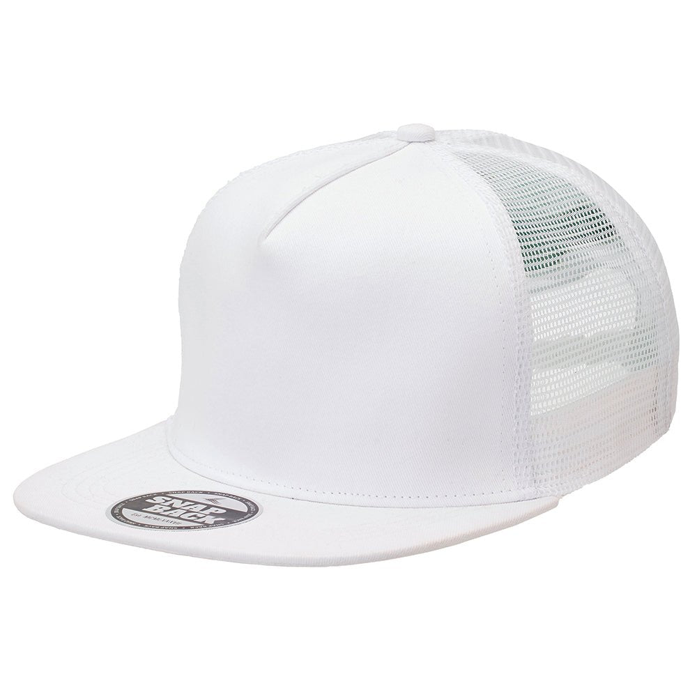 Chino Flat Peak Trucker Cap – Superior Chino Fabric, 6 - Panel, Breathable Mesh, Adjustable Snapback - Urban Caps