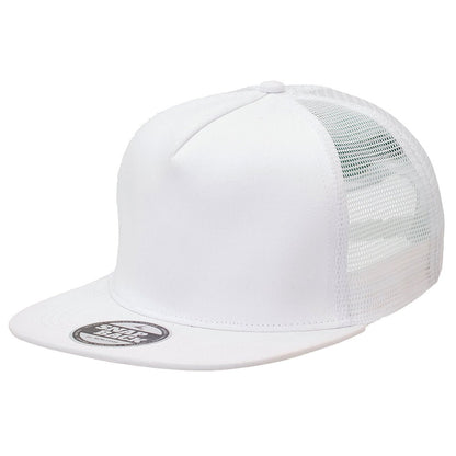 Chino Flat Peak Trucker Cap – Superior Chino Fabric, 6 - Panel, Breathable Mesh, Adjustable Snapback - Urban Caps