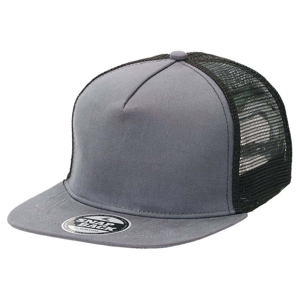 Chino Flat Peak Trucker Cap – Superior Chino Fabric, 6 - Panel, Breathable Mesh, Adjustable Snapback - Urban Caps