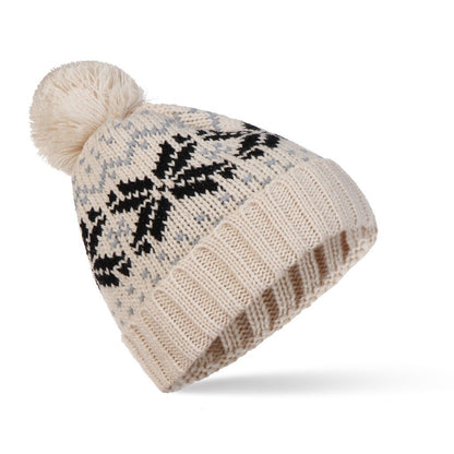 Christmas Snowflake Knit Hat – Holiday Woolen Beanie with Warm Hood Design - Urban Caps