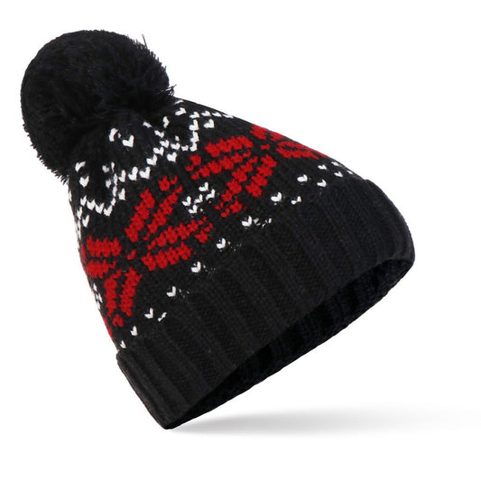 Christmas Snowflake Knit Hat – Holiday Woolen Beanie with Warm Hood Design - Urban Caps
