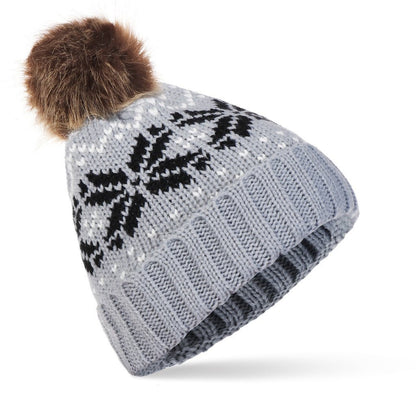 Christmas Snowflake Knit Hat – Holiday Woolen Beanie with Warm Hood Design - Urban Caps