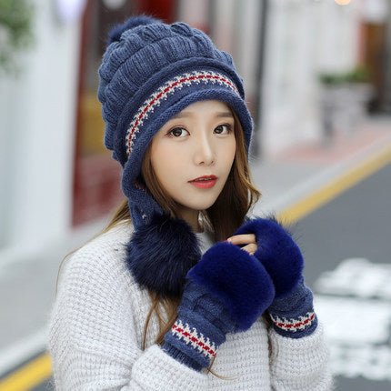 Cozy Fleece - Lined Knit Beanie with Ear Flaps & Pompom – Winter Hat for Women (Warm, Stylish, Multiple Colors) - Urban Caps