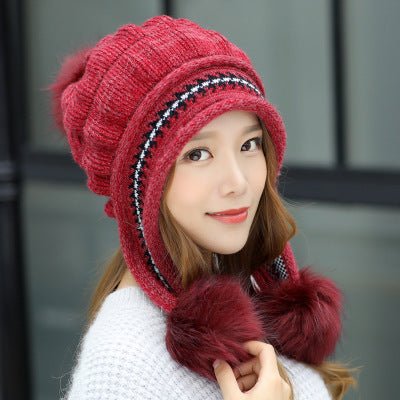 Cozy Fleece - Lined Knit Beanie with Ear Flaps & Pompom – Winter Hat for Women (Warm, Stylish, Multiple Colors) - Urban Caps