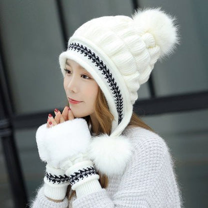 Cozy Fleece - Lined Knit Beanie with Ear Flaps & Pompom – Winter Hat for Women (Warm, Stylish, Multiple Colors) - Urban Caps