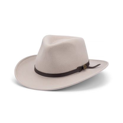 CRAIG – CRUSHABLE WOOL FELT OUTBACK w FAUX LEATHER & SNOWY RIVER PIN - Urban Caps