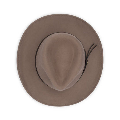 CRAIG – CRUSHABLE WOOL FELT OUTBACK w FAUX LEATHER & SNOWY RIVER PIN - Urban Caps