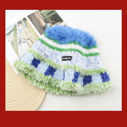 Crochet Bucket Hat – Soft Wool Knit Hat with Korean Punk - Inspired Design - Urban Caps