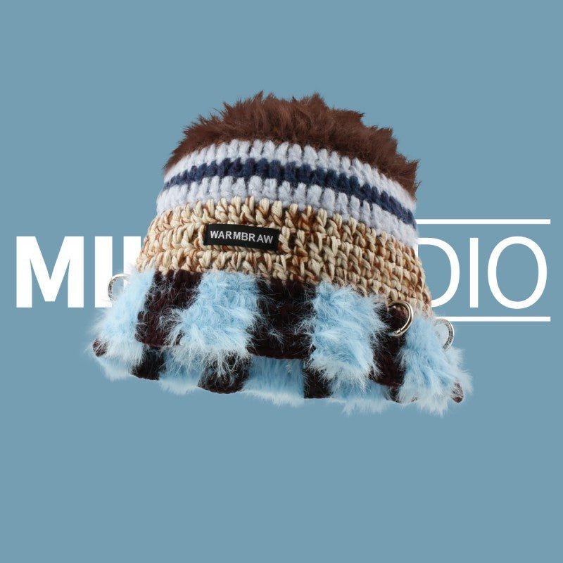 Crochet Bucket Hat – Soft Wool Knit Hat with Korean Punk - Inspired Design - Urban Caps