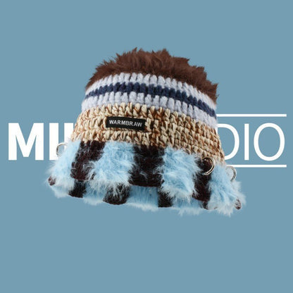 Crochet Bucket Hat – Soft Wool Knit Hat with Korean Punk - Inspired Design - Urban Caps