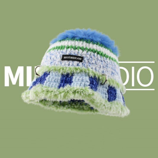 Crochet Bucket Hat – Soft Wool Knit Hat with Korean Punk - Inspired Design - Urban Caps
