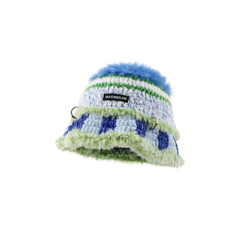 Crochet Bucket Hat – Soft Wool Knit Hat with Korean Punk - Inspired Design - Urban Caps