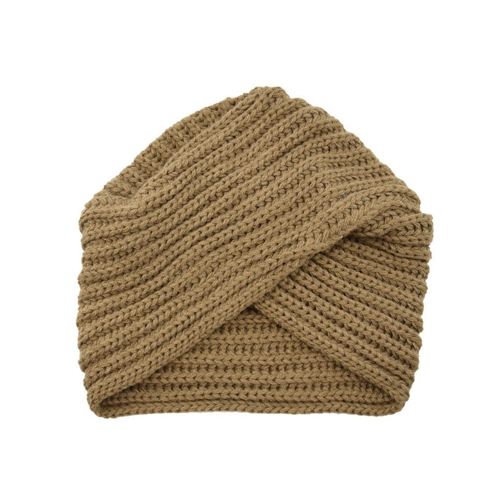 Crossover Knit Beanie – Fashion Pullover Wool Hat with Layered Look - Urban Caps