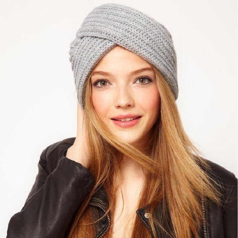 Crossover Knit Beanie – Fashion Pullover Wool Hat with Layered Look - Urban Caps