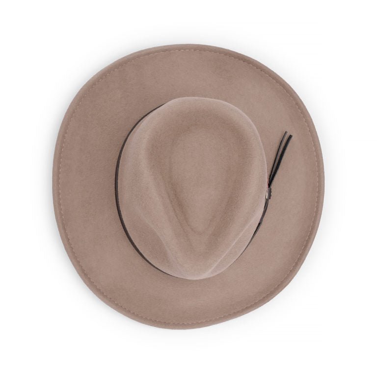 Crushable Water Repellent Australian Wool Felt Outback Hat with Faux Leather Band - Urban Caps