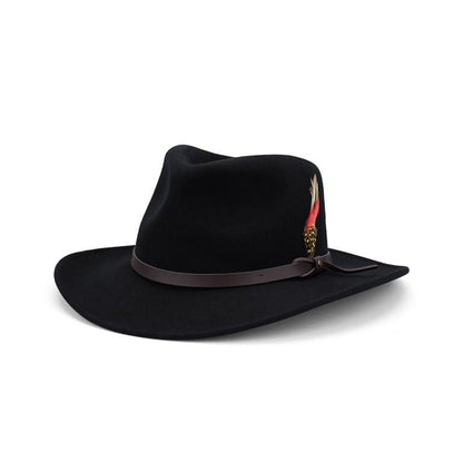 Crushable Water Repellent Australian Wool Felt Outback Hat with Faux Leather Band - Urban Caps