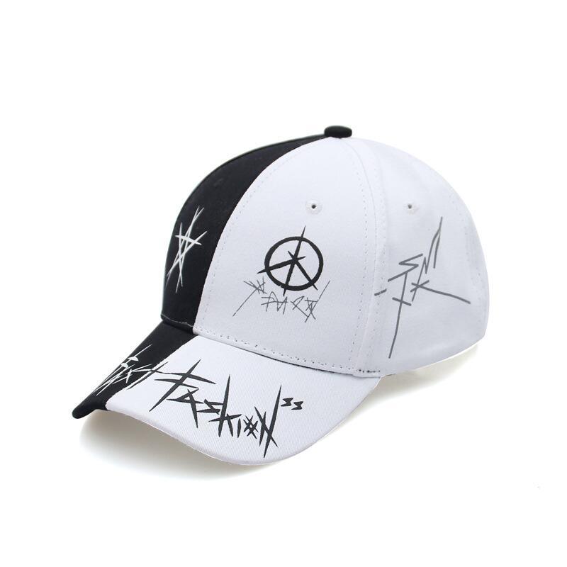 Custom Graffiti Snapback Baseball Caps Black And White Patchwork Men Women Hip Hop Fashion Casual Hat - Urban Caps