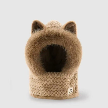 Cute Winter Warm Fox Ear Hat Scarf - Urban Caps