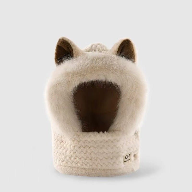 Cute Winter Warm Fox Ear Hat Scarf - Urban Caps