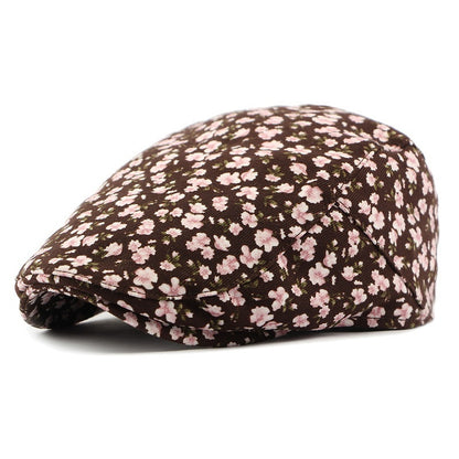 Personalized Ethnic Style Floral Beret Women's British Retro Corduroy - Urban Caps 