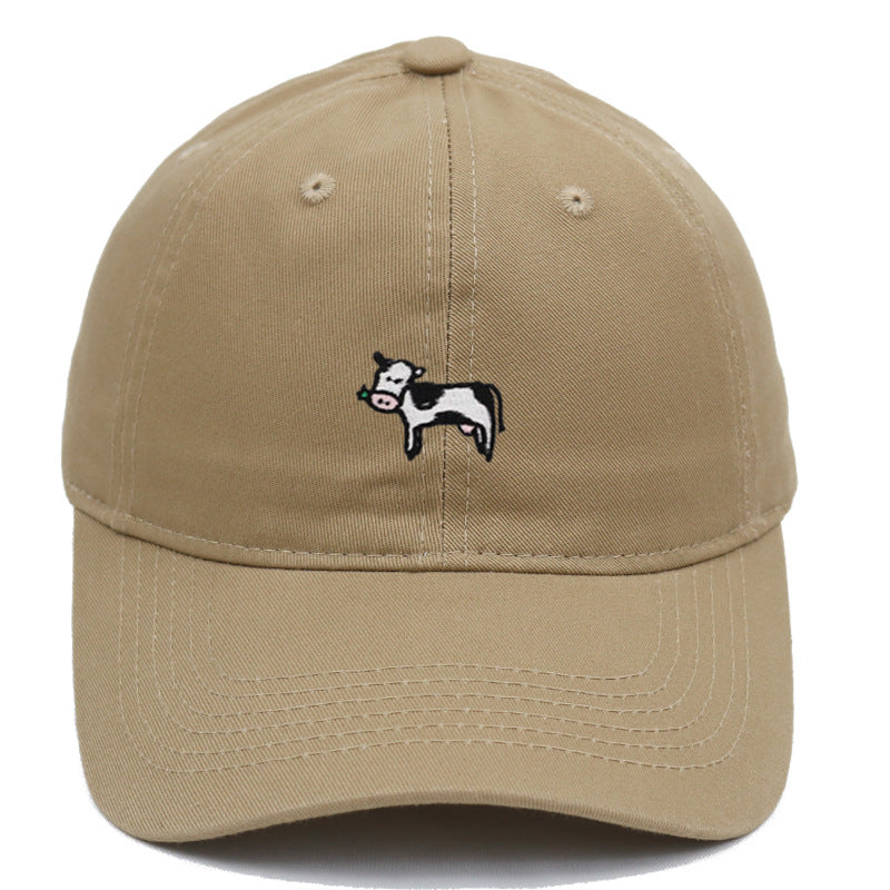 COW COW Embroidery Soft Top Baseball Cap Spring and Summer Cute